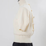 【yori】Back Ribbon Short Sleeve Knit