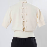 【yori】Back Ribbon Short Sleeve Knit