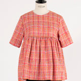 【yori】Check Flared Blouse