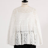 Flocked Lace Tiered Blouse