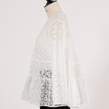 Flocked Lace Tiered Blouse