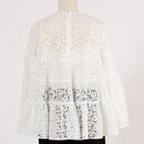 Flocked Lace Tiered Blouse