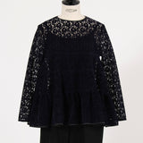 Flocked Lace Tiered Blouse