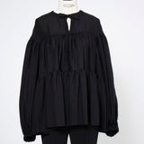 Wavy Sheer Tiered Blouse