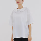 Flocked Dot Round Collar Tee
