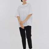 Flocked Dot Round Collar Tee