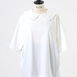 Flocked Dot Round Collar Tee