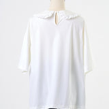 Flocked Dot Round Collar Tee