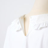 Flocked Dot Round Collar Tee