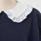Flocked Dot Round Collar Tee