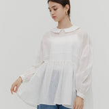 Flat Collar Sheer Blouse