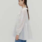 Flat Collar Sheer Blouse