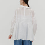 Flat Collar Sheer Blouse