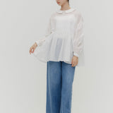 Flat Collar Sheer Blouse