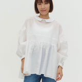 Flat Collar Sheer Blouse