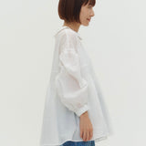 Flat Collar Sheer Blouse