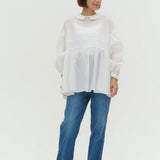 Flat Collar Sheer Blouse