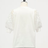 Lilac Jacquard Puff Sleeve Top