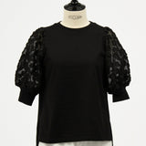 Lilac Jacquard Puff Sleeve Top