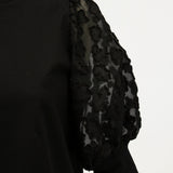 Lilac Jacquard Puff Sleeve Top